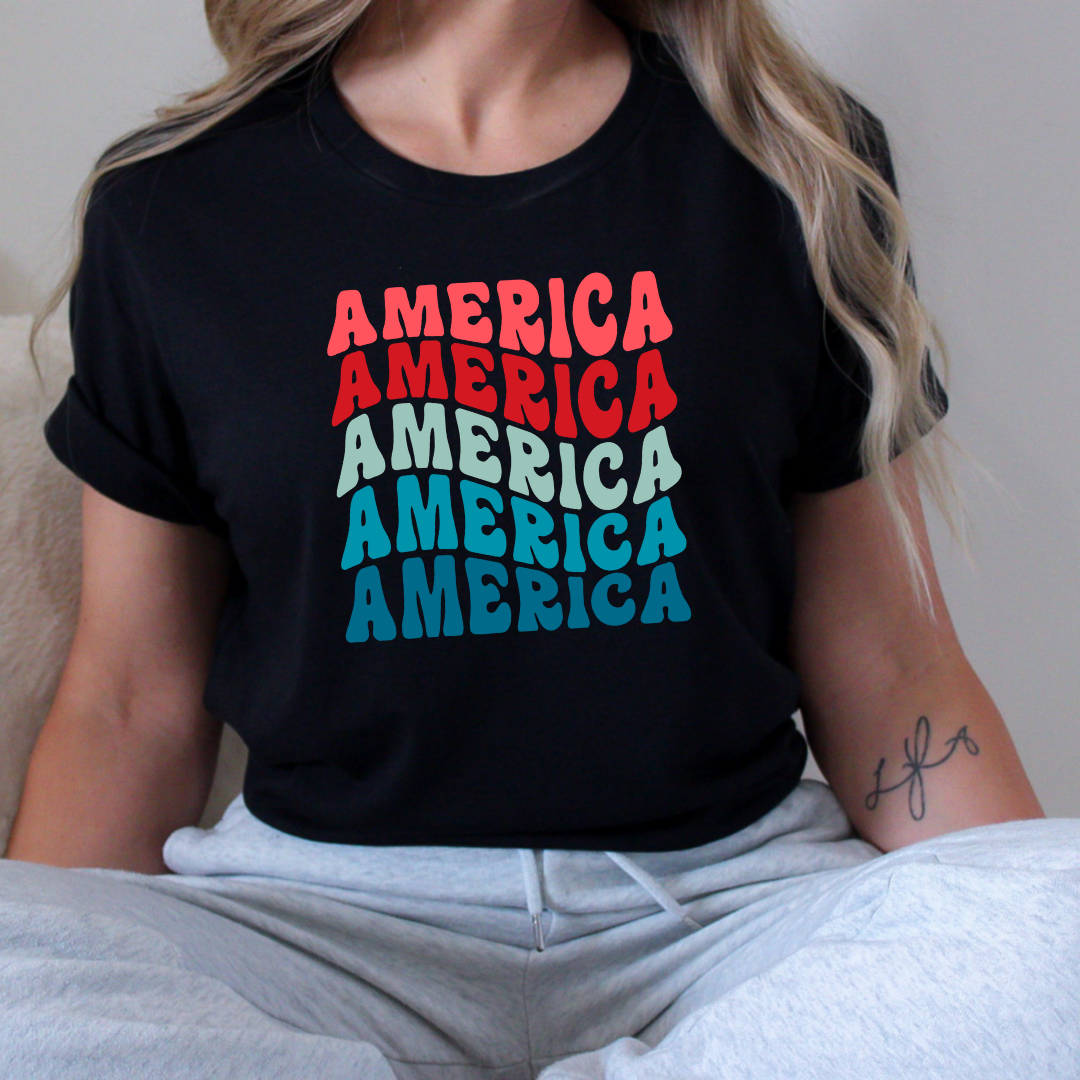 America Stacked Wavy Multi Color
