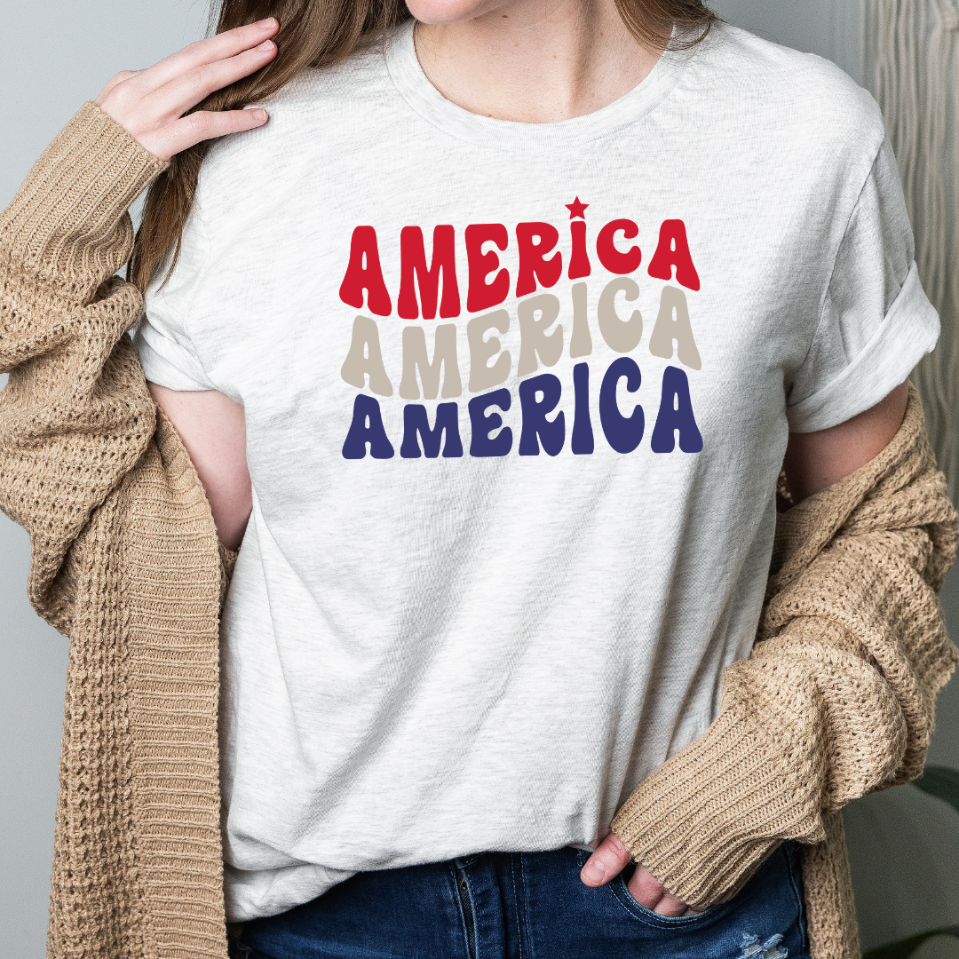America Stacked Wavy Tricolor