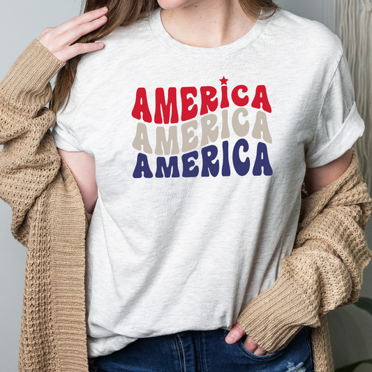 America Stacked Wavy Tricolor