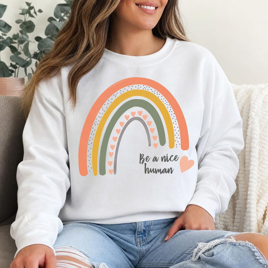 Be a Nice Human Retro Rainbow