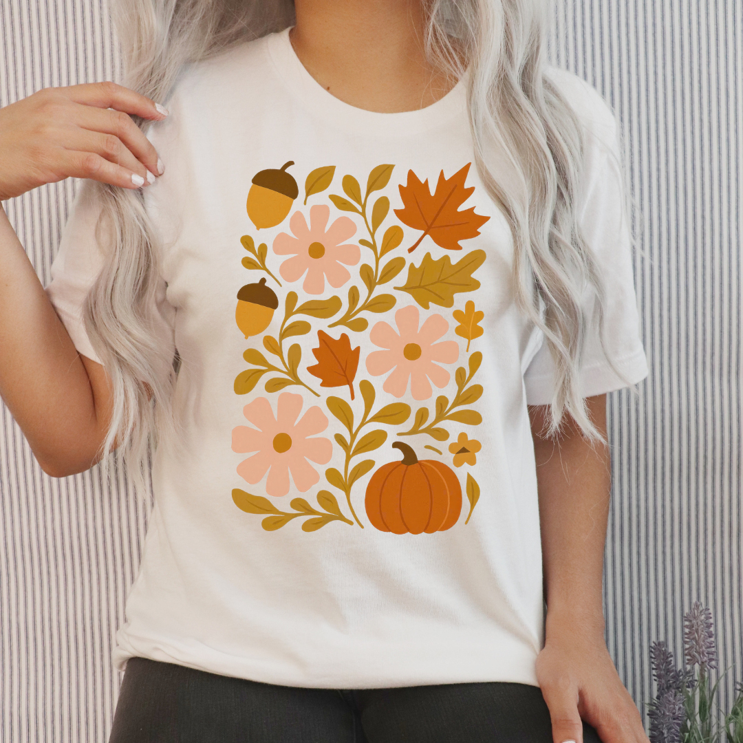Boho Fall Flower, Acorn, & Pumpkin