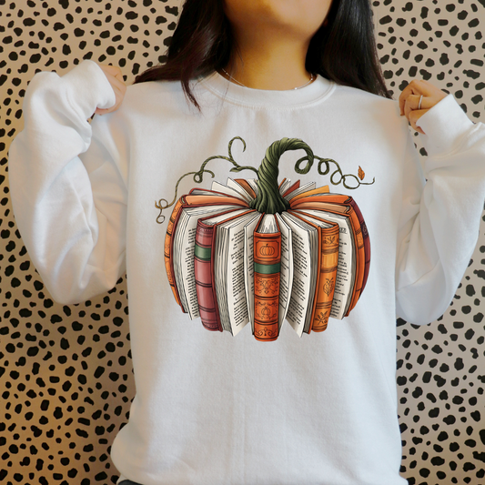 Fall Book Pumpkin T-shirt Print for Halloween