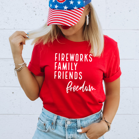 Fireworks Family Friends Freedom White Ink