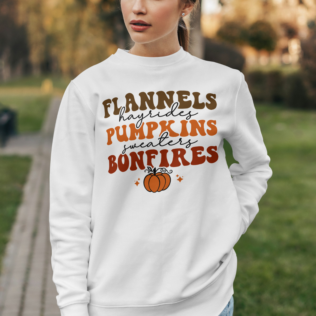 Flannels Hayrides Pumpkins Sweaters Bonfires
