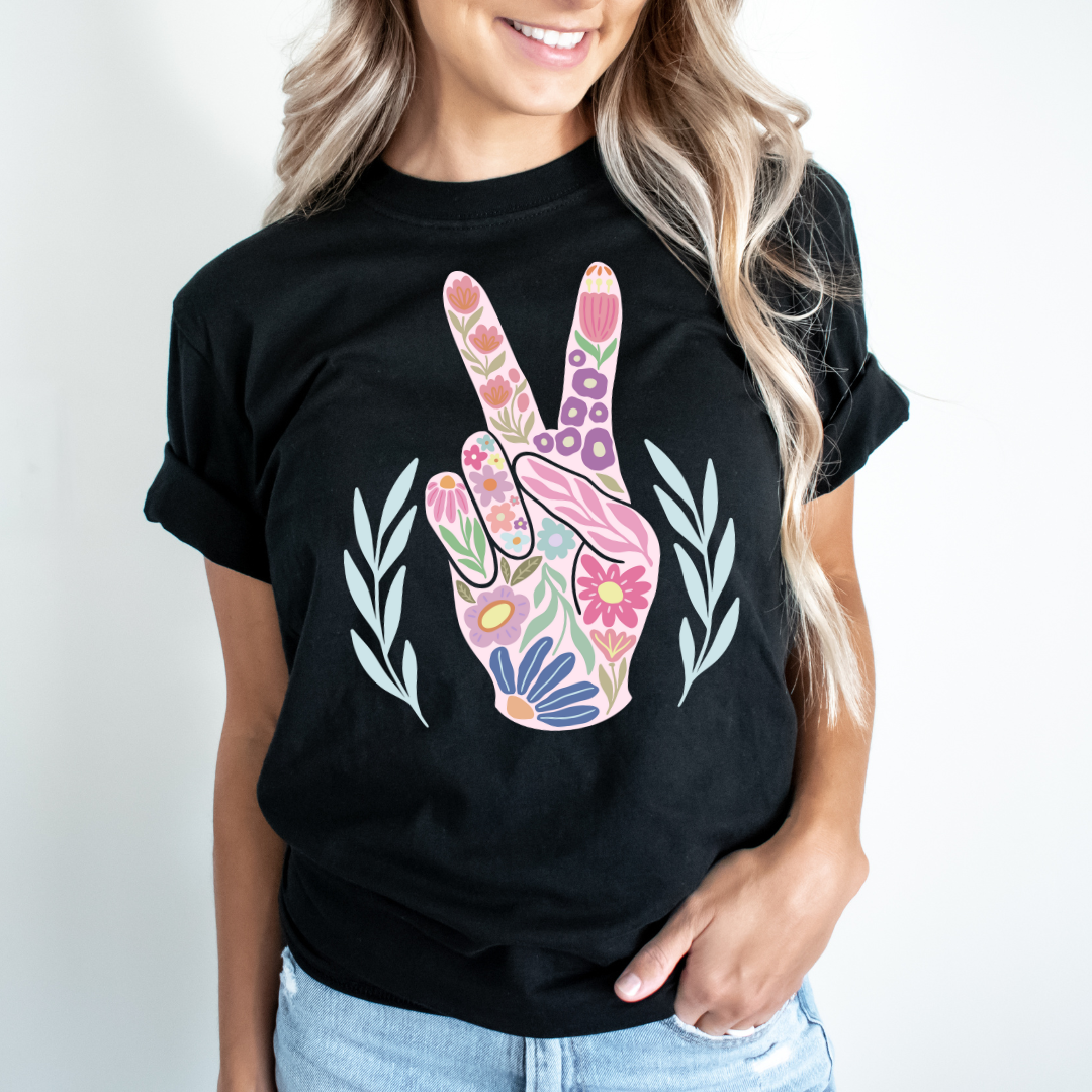 Floral Peace Hand Sign