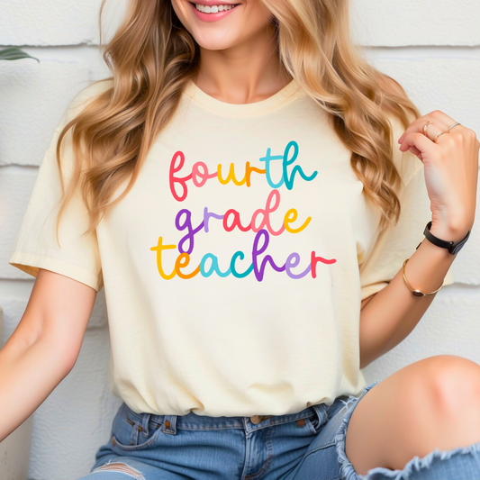 Fourth Grade Teacher Colored Cursive