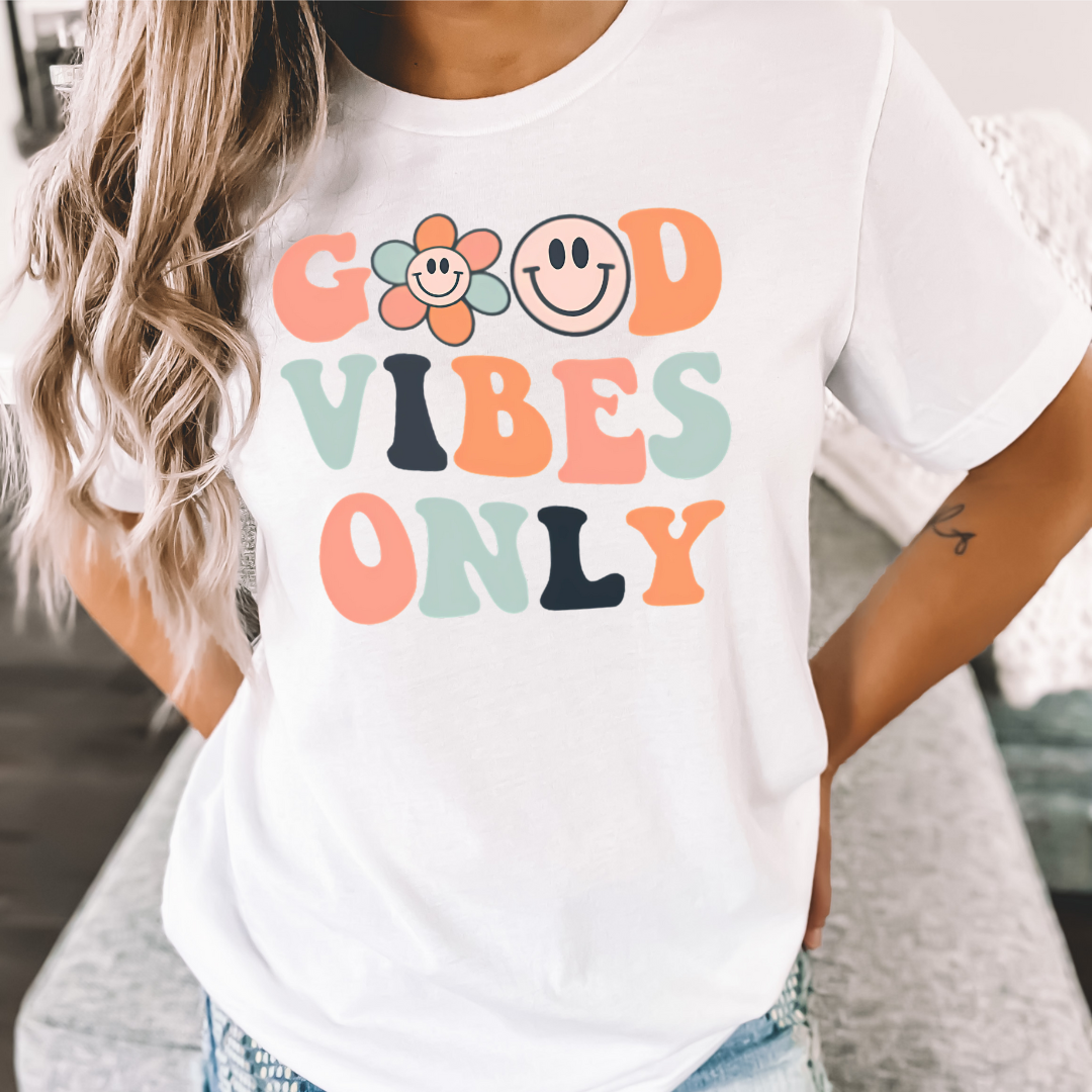 Good Vibes Only Flower Smiley