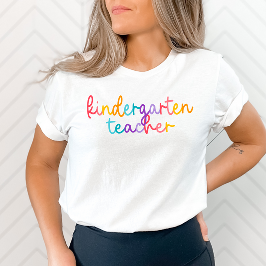 Kindergarten Teacher Colored Cursive