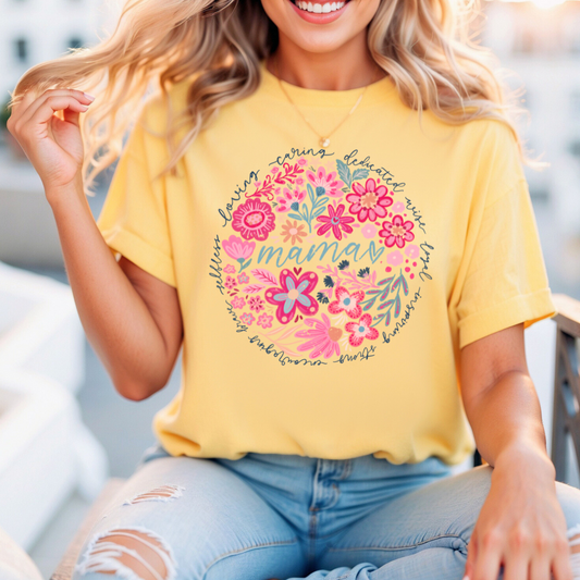 Mama Adjectives Floral Circle