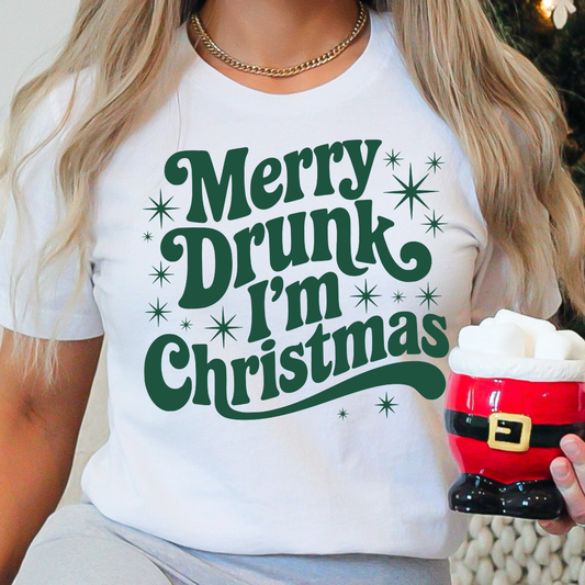 Merry Drunk I'm Christmas Green