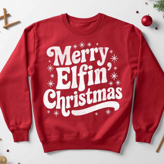 Merry Elfin' Christmas White Grunge