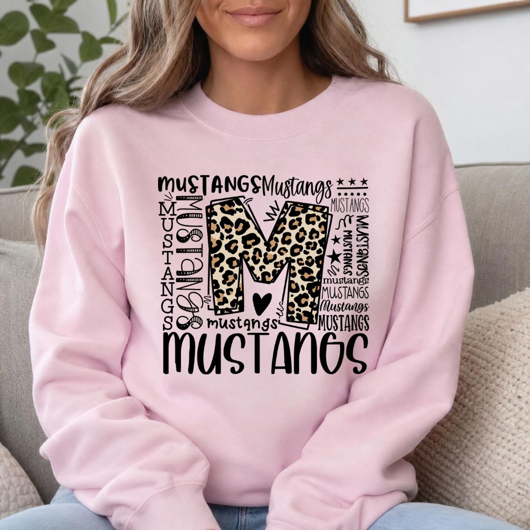 Mustangs Leopard Print Western Graphic