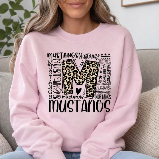 Mustangs Leopard Print Western Graphic
