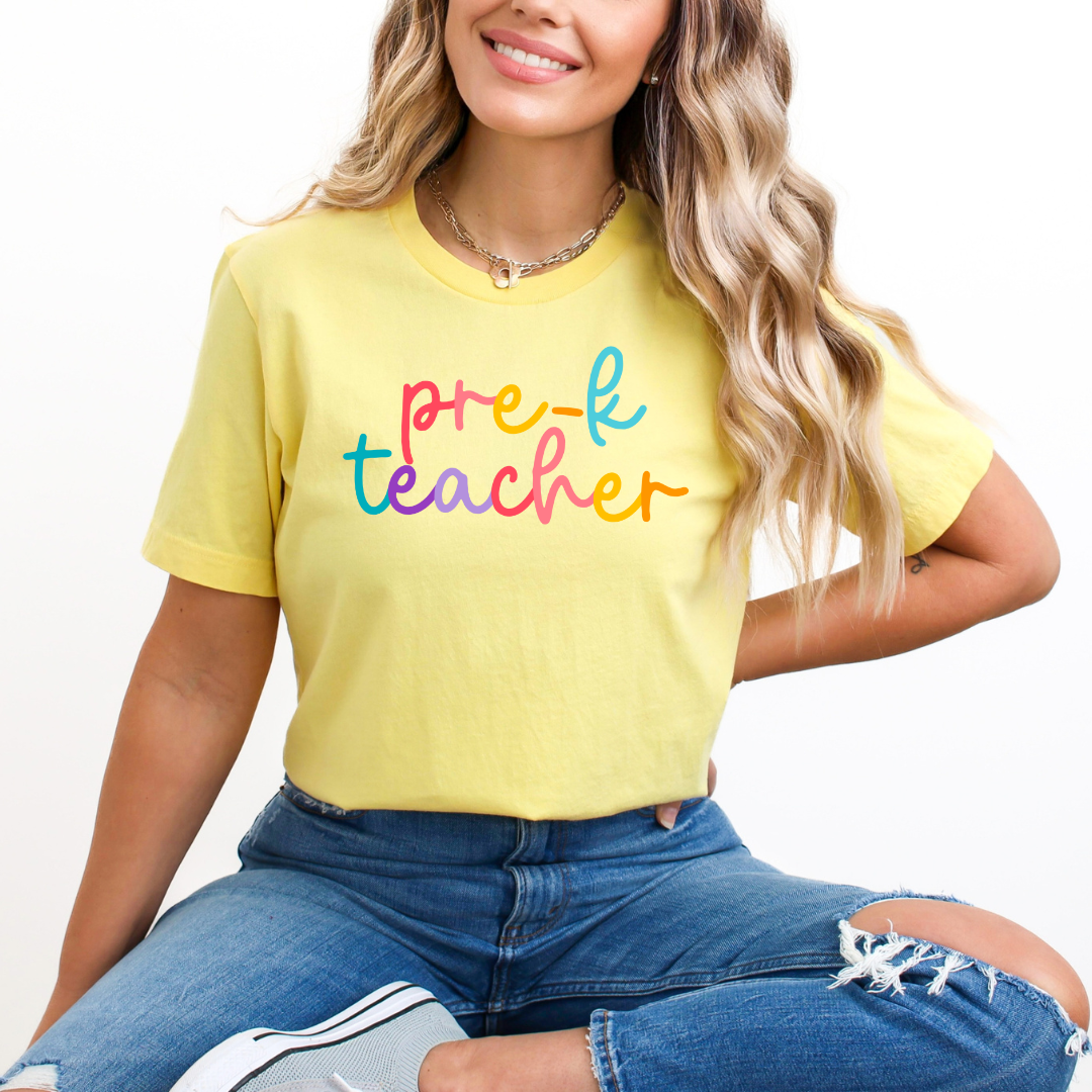 Pre-K Teacher Colored Cursive