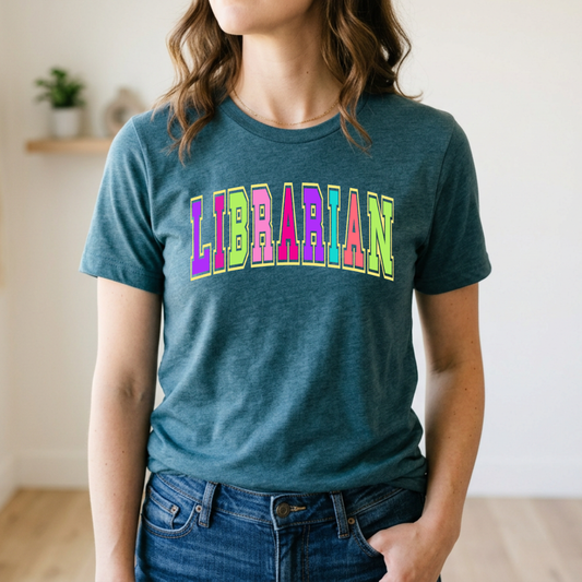 Retro Neon Librarian
