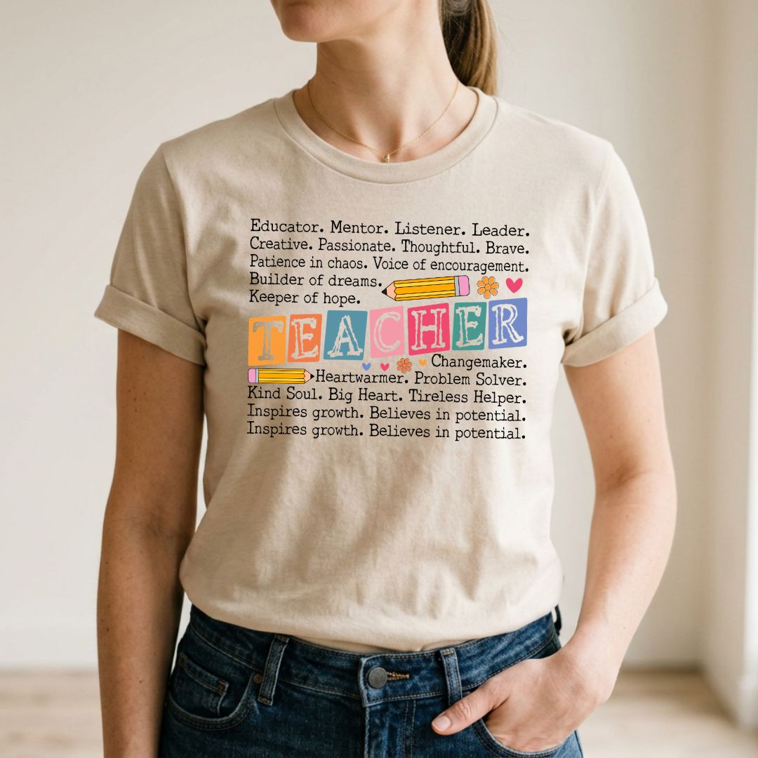 Retro Teacher Letter Blocks Typography