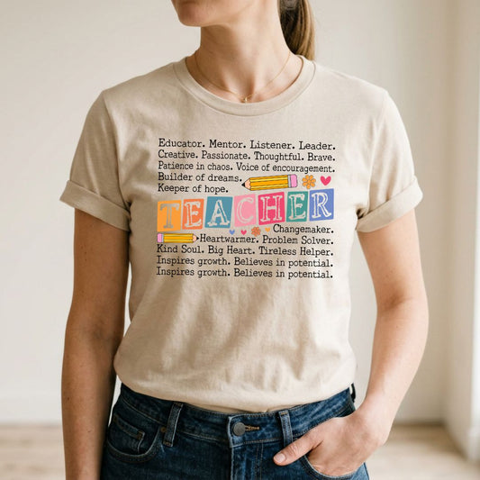 Retro Teacher Letter Blocks Typography