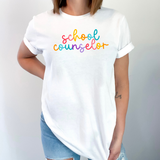 School Counselor Colored Cursive