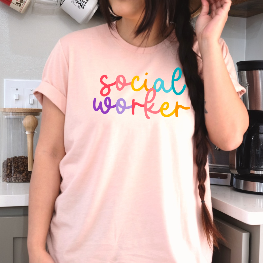 Social Worker Colored Cursive