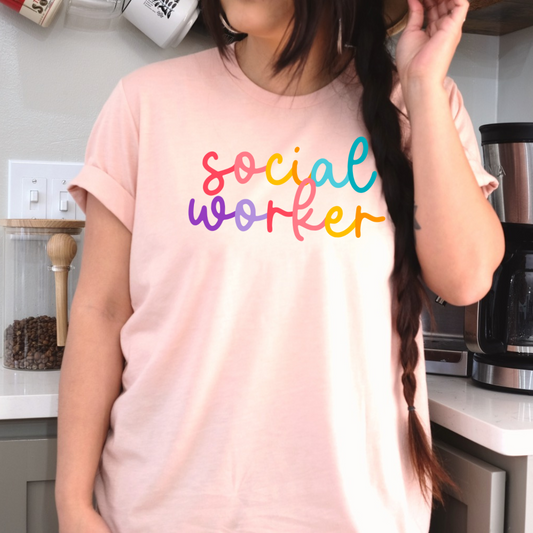 Social Worker Colored Cursive