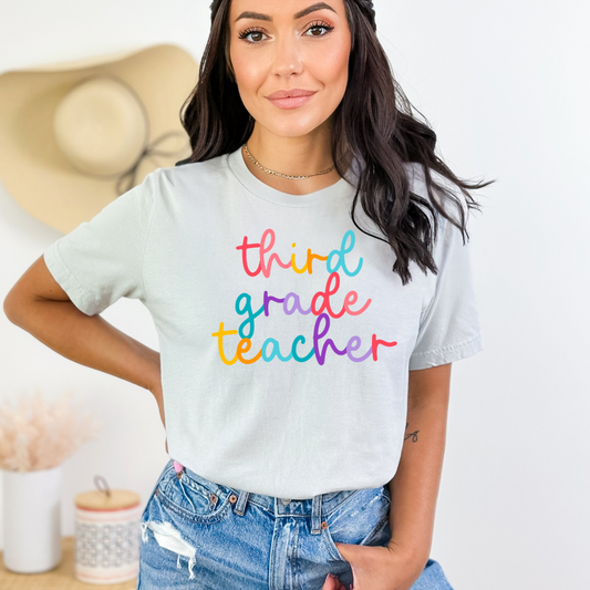 Third Grade Teacher Colored Cursive