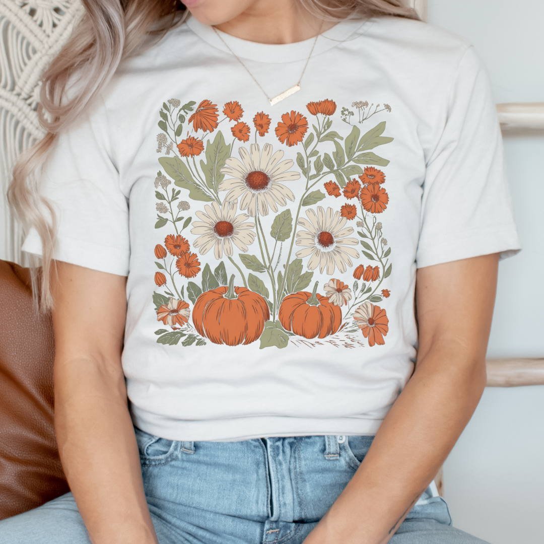 Vintage Fall Floral and Pumpkin