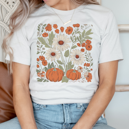 Vintage Fall Floral and Pumpkin